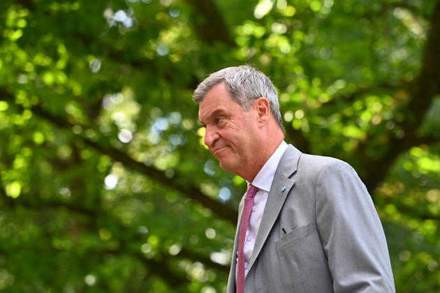 Arrival of Markus SOEDER, Minister-President of Bavaria and CSU Chairman; single image, cropped shot, half-length portrait; press conference of the Bavarian State Government following a cabinet meeting on September 1, 2026, at the Prinz Carl Palais in Munich