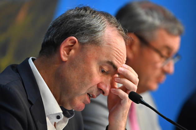 From left: Hubert AIWANGER, Free Voters; Minister of Economic Affairs of Bavaria; Markus SOEDER, Minister-President of Bavaria and Chairman of the CSU; press conference of the Bavarian State Government following the cabinet meeting on September 1, 2026, at the Prinz Carl Palais in Munich