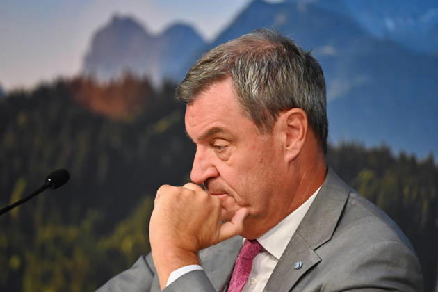 Markus SOEDER, Minister-President of Bavaria and CSU Chairman, gesturing, skeptical, pensive, single frame, cropped close-up, portrait,Portrait: Press conference of the Bavarian State Government following the cabinet meeting on September 1, 2026, at the Prinz Carl Palais in Munich