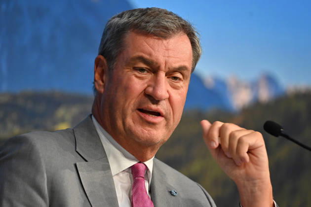 Markus SOEDER, Minister-President of Bavaria and CSU Chairman, gesturing, still image, cropped single shot, portrait, press conference of the Bavarian State Government following a cabinet meeting on September 1, 2026, at the Prinz Carl Palais in Munich