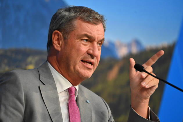 Markus SOEDER, Minister-President of Bavaria and CSU Chairman, gesturing, still image, cropped single shot, portrait, press conference of the Bavarian State Government following a cabinet meeting on September 1, 2026, at the Prinz Carl Palais in Munich