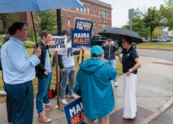 September 1, 2026, Arlington, Massachusetts, USA: Massachusetts Governor MAURA HEALEY speaks to supporters after voting in the September 1, 2026 state primary election in Arlington, Massachusetts. Arlington USA  - ZUMAs379 20260901_znp_s379_002 Copyright: xDavexShrewsburyx