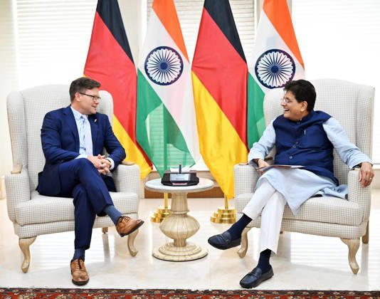 RECORD DATE NOT STATED Piyush Goyal meets German Minister Carsten Schneider New Delhi, Sep 01 (ANI): Union Minister Piyush Goyal meets German Minister of the Environment, Nature Conservation and Nuclear Safety, Carsten Schneider, in New Delhi on Tuesday. (@PiyushGoyal X ANI Photo) NEW DELHI Delhi India Copyright: xANIx ANI_20260901467