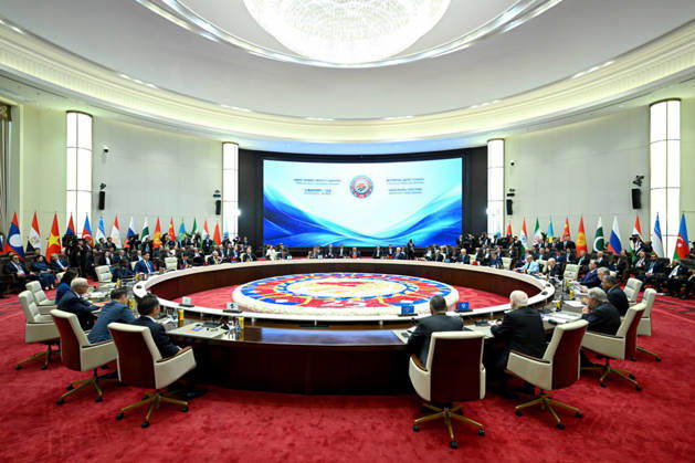 leaders attend a SCO+ format meeting of the Shanghai Cooperation Organisation (SCO) summit in Bishkek, Kyrgyzstan on Tuesday on September 1, 2026. photo by Iranian Presidency  KER2029090123 IranianxPresidency