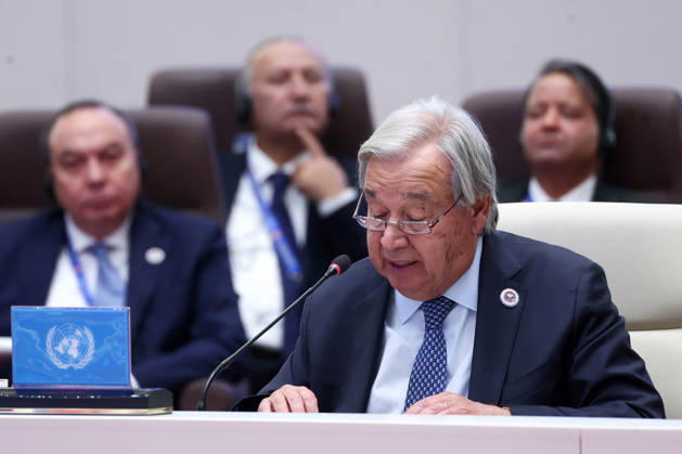 United Nations Secretary-General Antonio Guterres gives a speech at a SCO+ format meeting of the Shanghai Cooperation Organisation (SCO) summit in Bishkek, Kyrgyzstan on Tuesday on September 1, 2026. photo by Iranian Presidency  KER2029090125 IranianxPresidency