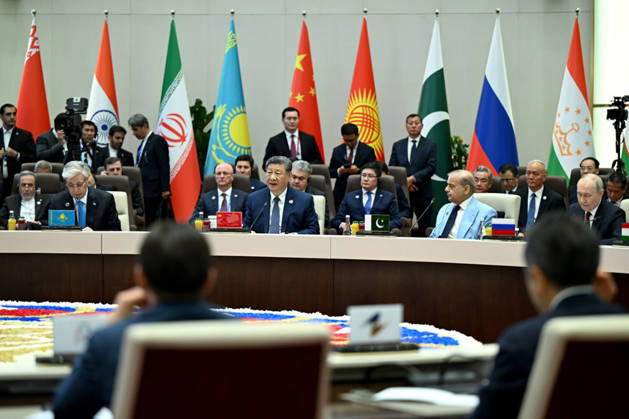 China s President Xi Jinping (C) gives a speech at a SCO+ format meeting of the Shanghai Cooperation Organisation (SCO) summit in Bishkek Kyrgyzstan on Tuesday on September 1, 2026. photo by Iranian Presidency  KER2029090131 IranianxPresidency