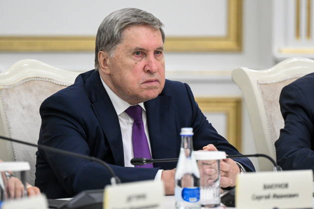 KYRGYZSTAN, BISHKEK - SEPTEMBER 1, 2026: Russian President Putin s adviser Yuri Ushakov is seen during a meeting between Russia s President Putin and Kyrgyzstan s President Japarov at the Ala Archa State Residence on the sidelines of the 2026 Shanghai Cooperation Organisation (SCO) Summit. Kristina Solovyova POOL TASS  96947506