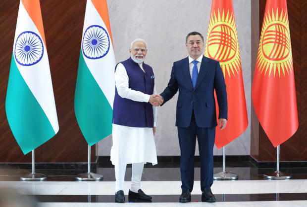September 1, 2026, Bishkek, Kyrgyzstan: Indian Prime Minister Narendra Modi, left, shakes hands with Kyrgyz President Sadyr Japarov, right, before their bilateral meeting on the sidelines of the SCO Summit, August 31, 2026, in Bishkek, Kyrgyzstan. Bishkek Kyrgyzstan - ZUMAp138 20260901_zaa_p138_013 Copyright: xPib PressxInformationx