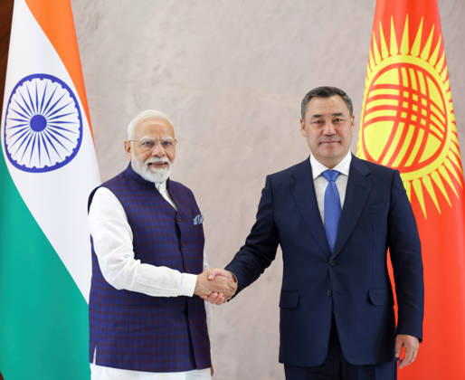 September 1, 2026, Bishkek, Kyrgyzstan: Indian Prime Minister Narendra Modi, left, shakes hands with Kyrgyz President Sadyr Japarov, right, before their bilateral meeting on the sidelines of the SCO Summit, August 31, 2026, in Bishkek, Kyrgyzstan. Bishkek Kyrgyzstan - ZUMAp138 20260901_zaa_p138_014 Copyright: xPib PressxInformationx