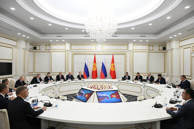 Kyrgyzstan Russia 9233059 01.09.2026 Russian President Vladimir Putin and Kyrgyz President Sadyr Japarov attend a meeting on the sidelines of the Shanghai Cooperation Organization (SCO) summit in Bishkek, Kyrgyzstan. Kristina Solovyova Sputnik Bishkek Kyrgyzstan  Copyright: xKristinaxSolovyovax