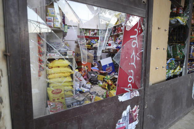 Binnish Syria Ammunition Explosion Damage is visible inside a shop near the site of an explosion in Binnish, Idlib Governorate, Syria, on September 1, 2026. Five people were killed and several others injured when a vehicle loaded with ammunition exploded in Binnish, according to Syrian authorities, while the cause remained unclear and emergency crews worked to secure scattered munitions and prevent further explosions. Binnish Idlib Syria Copyright: xOmarxAlbawx