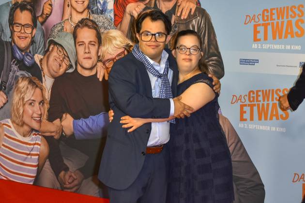 ABB GEWISSEETWAS: Frangiskos Kakoulakis and Antonia Riet appeared on the red carpet at the NRW Kino film premiere of *Das gewisse Etwas* at the Cinedom cinema on September 1, 2026, in Cologne, North Rhine-Westphalia, Germany