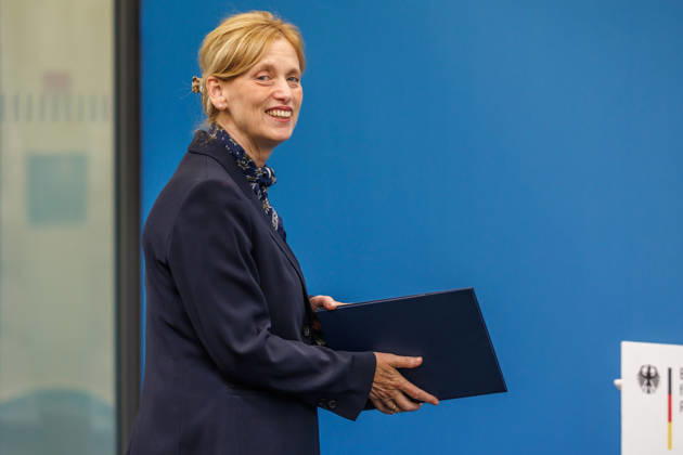 Statement by Federal Minister for Family Affairs Karin Prien (CDU), during a statement on the Equal Opportunities and Quality Development Act (SCQEG) on September 2, 2026, at the Federal Ministry of Education, Family, Seniors, Women, and Youth in Berlin, Berlin, Berlin, Germany; Federal Ministry of Education, Family, Seniors, Women, and Youth