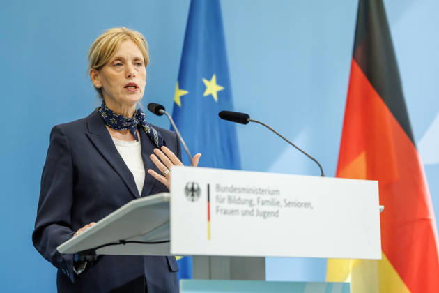 Statement by Federal Minister for Family Affairs Karin Prien (CDU), during a statement on the Equal Opportunities and Quality Development Act (SCQEG) on September 2, 2026, at the Federal Ministry of Education, Family, Seniors, Women, and Youth in Berlin, Berlin, Berlin, Germany; Federal Ministry of Education, Family, Seniors, Women, and Youth