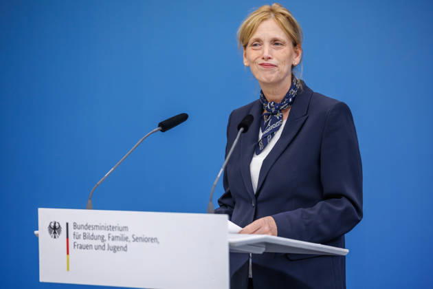Statement by Federal Minister for Family Affairs Karin Prien (CDU), during a statement on the Equal Opportunities and Quality Development Act (SCQEG) on September 2, 2026, at the Federal Ministry of Education, Family, Seniors, Women, and Youth in Berlin, Berlin, Berlin, Germany; Federal Ministry of Education, Family, Seniors, Women, and Youth