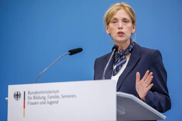 Statement by Federal Minister for Family Affairs Karin Prien (CDU), during a press conference on the Equal Opportunities and Quality Development Act (SCQEG) on September 2, 2026, at the Federal Ministry of Education, Family, Seniors, Women, and Youth in Berlin, Berlin, Berlin, Germany; Federal Ministry of Education, Family, Seniors, Women, and Youth