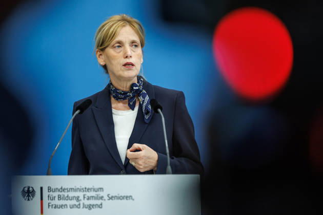 Statement by Federal Minister for Family Affairs Karin Prien (CDU), during a press conference on the Equal Opportunities and Quality Development Act (SCQEG) on September 2, 2026, at the Federal Ministry of Education, Family, Seniors, Women, and Youth in Berlin, Berlin, Berlin, Germany; Federal Ministry of Education, Family, Seniors, Women, and Youth