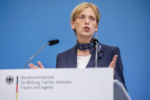 Statement by Federal Minister for Family Affairs Karin Prien (CDU), during a press conference on the Equal Opportunities and Quality Development Act (SCQEG) on September 2, 2026, at the Federal Ministry of Education, Family, Seniors, Women, and Youth in Berlin, Berlin, Berlin, Germany; Federal Ministry of Education, Family, Seniors, Women, and Youth