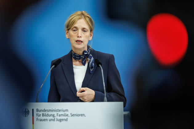 Statement by Federal Minister for Family Affairs Karin Prien (CDU), during a press conference on the Equal Opportunities and Quality Development Act (SCQEG) on September 2, 2026, at the Federal Ministry of Education, Family, Seniors, Women, and Youth in Berlin, Berlin, Berlin, Germany; Federal Ministry of Education, Family, Seniors, Women, and Youth