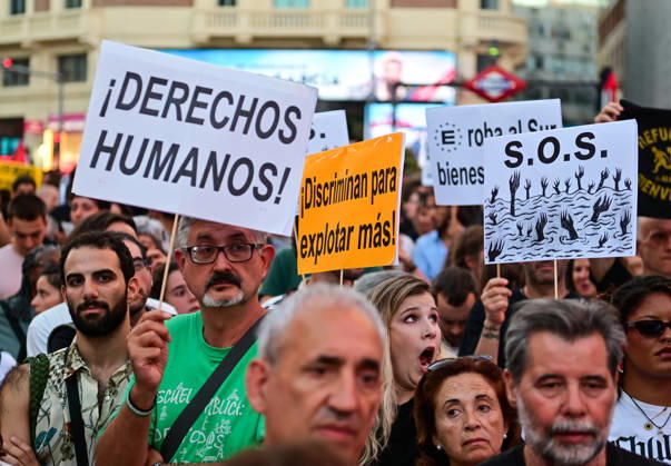 September 2, 2026, Madrid, Madrid, SPAIN: Anti-racism demonstration in Madrid s Callao Square amid the political debate over migration and the situation in Ceuta. The demonstration has been called by left-wing political parties and groups as a counter-protest to demonstrations called by Spain s People s Party (PP) and Vox. Madrid SPAIN  - ZUMAz108 20260902_znp_z108_010 Copyright: xRichardxZubelzux