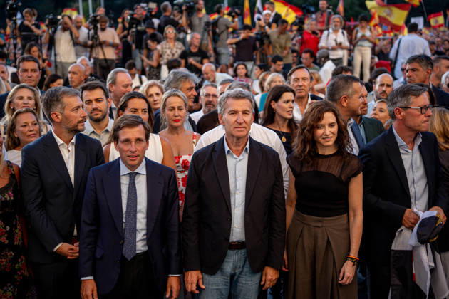 Madrid Holds Rally in Support of the People of Ceuta I D Madrid Mayor José Luis Martínez Almeida, Popular Party President Alberto Núnez Feijóo, and Madrid Regional President Isabel Díaz Ayuso during a rally in solidarity with Ceuta on September 2, 2026, in Madrid, Spain. Coinciding with Ceuta Day, more than 260 Spanish municipalities have been called upon to show their support for the people of Ceuta in the face of the migration crisis caused by the arrival of more than 70,000 migrants across the border with Morocco. The demonstrations are part of the For Ceuta initiative, backed by the Spanish Federation of Municipalities and Provinces. SEPTEMBER 2, 2026 CEUTA DAY PROTEST RALLY MIGRANTS IMMIGRANTS FEMP SUPPORT SOLIDARITY MIGRATION CRISI  Copyright: xGabrielxLuengasx 7745352