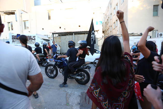 September 2, 2026, Athens, Attica, Greece: Supporters raise their fists as a motorcycle convoy arrives at the Prosfygika housing complex in Athens ahead of the return of Aristotelis Chantzis. Athens Greece - ZUMAx103 20260902_zip_x103_002 Copyright: xHarrisxXanthopoulosx