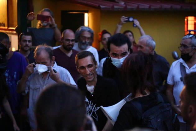 September 2, 2026, Athens, Attica, Greece: Aristotelis Chantzis is surrounded by fellow activists at the Prosfygika housing complex in Athens following his return from Evangelismos Hospital. Athens Greece - ZUMAx103 20260902_zip_x103_014 Copyright: xHarrisxXanthopoulosx