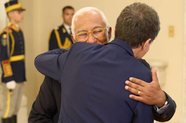 Antonio Costa Official Visit to Romania Bucharest, Romania. 3rd Sep, 2026: Antonio Costa (L) President of the European Council is welcomed by Nicusor Dan (R), President of Romania, at Cotroceni Palace. Bucharest Romania Copyright: xLucianxAlecux