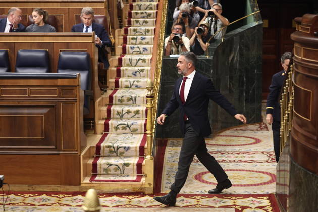 Sánchez Appears Before Congress to Report on the Government’s Response to the Migration Crisis in Ceuta Vox President Santiago Abascal, following his remarks during a plenary session in the Congress of Deputies on September 3, 2026, in Madrid, Spain. Sánchez is appearing before the full Congress this Thursday to report on the government’s handling of the events that have taken place in Ceuta since July 30 and on the current situation in the autonomous city. SEPTEMBER 3, 2026 Madrid, Spain  Copyright: xEduardoxParrax 7746037