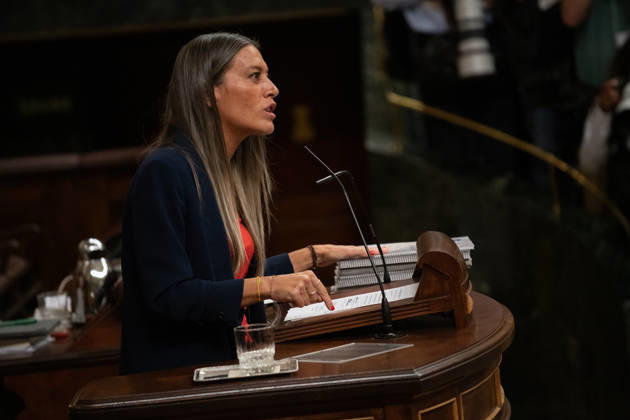 Sánchez Appears Before Congress to Report on the Government’s Response to the Migration Crisis in Ceuta Junts’ spokesperson in Congress, Miriam Nogueras, speaks during a plenary session of the Congress of Deputies on September 3, 2026, in Madrid, Spain. Sánchez is appearing before the full Congress this Thursday to report on the government’s handling of the events that have taken place in Ceuta since July 30 and on the current situation in the autonomous city. SEPTEMBER 3, 2026. Fernando Sá, Madrid, Madrid, Spain.  Copyright: xFernandoxSanchezx 7746226