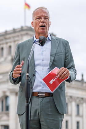 Matthias Miersch (SPD) during a press conference; Matthias Miersch, SPD Chairman, during a press conference held by the SPD parliamentary group in the Bundestag on September 3, 2026, in Berlin, Berlin, Germany, Reichstag