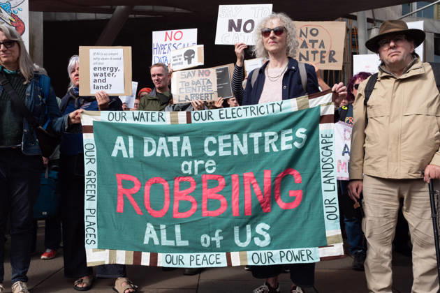 September 3, 2026, Edinburgh, Scotland, UK: Campaign group Action To Protect Rural Scotland, along with representatives from fourteen local campaign groups opposed to proposed AI data centres, held a protest outside the Scottish Parliament in Edinburgh. Campaigners are calling for an immediate moratorium on hyperscale data centres, arguing that they could place unprecedented demands on Scotlands electricity infrastructure and have environmental consequences for nearby communities. Edinburgh UK - ZUMAs357 20260903_zip_s357_030 Copyright: xCameronxScottx