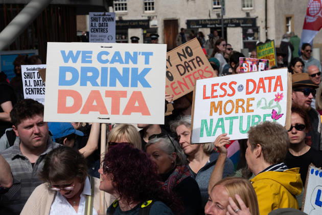 September 3, 2026, Edinburgh, Scotland, UK: Campaign group Action To Protect Rural Scotland, along with representatives from fourteen local campaign groups opposed to proposed AI data centres, held a protest outside the Scottish Parliament in Edinburgh. Campaigners are calling for an immediate moratorium on hyperscale data centres, arguing that they could place unprecedented demands on Scotlands electricity infrastructure and have environmental consequences for nearby communities. Edinburgh UK - ZUMAs357 20260903_zip_s357_034 Copyright: xCameronxScottx