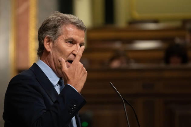 Sánchez Appears Before Congress to Report on the Government’s Response to the Migration Crisis in Ceuta Alberto Núnez Feijóo, president of the Popular Party, speaks during a plenary session of the Congress of Deputies on September 3, 2026, in Madrid, Spain. Sánchez is appearing before the full Congress this Thursday to report on the executive branch’s handling of the events that have taken place in Ceuta since July 30 and on the current situation in the autonomous city. SEPTEMBER 3, 2026 Fernando Sá Madrid, Madrid, Spain  Copyright: xFernandoxSanchezx 7746763