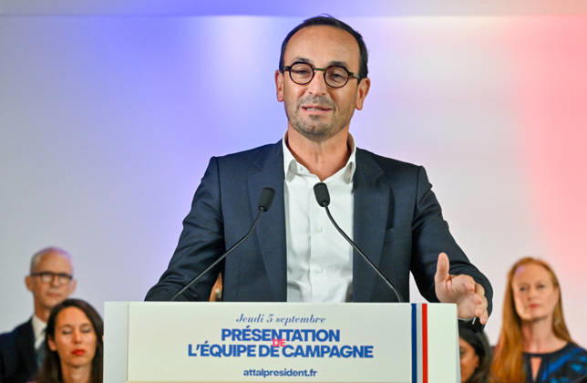 Thomas Cazenave, a member of the National Assembly for Ensemble pour la République and a member of the Renaissance party’s presidential campaign team; Gabriel Attal, secretary-general of the Renaissance party and candidate in the upcoming presidential election, speaks during a press conference to introduce his campaign team at the Renaissance headquarters in Paris, France, on September 3, 2026. Christian Liewig Bestimage General Secretary of the French centrist party Renaissance and upcoming presidential election candidate Gabriel Attal during a press conference to present his campaign team at the Renaissance headquarters in Paris, France, on September 3, 2026. Paris, France Copyright: xChristianxLiewigx xBestimagexChristianxLiewigx xBestimagex