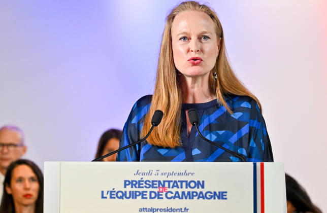 Violette Spillebout, a member of the National Assembly for Ensemble Pour la République and a member of the Renaissance party’s presidential campaign team; Gabriel Attal, secretary-general of the Renaissance party and candidate in the upcoming presidential election, speaks during a press conference to introduce his campaign team at the Renaissance headquarters in Paris, France, on September 3, 2026. Christian Liewig Bestimage General Secretary of the French centrist party Renaissance and upcoming presidential election candidate Gabriel Attal during a press conference to present his campaign team at the Renaissance headquarters in Paris, France, on September 3, 2026. Paris, France Copyright: xChristianxLiewigx xBestimagexChristianxLiewigx xBestimagex