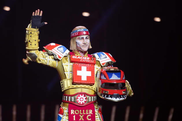 Singer Tom ROWLAND in the costume of the Glacier Express’s new TICK TACK train. The musical Starlight Express in Bochum features the Swiss Glacier Express TICK TACK as a new train in the show. Starlight Express Theater in Bochum, June 12, 2018