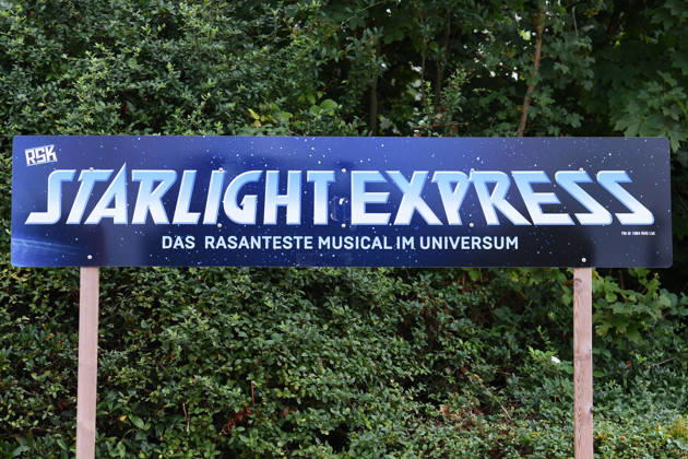 Starlight Express on September 3, 2026, at the Starlight Express Theater in Bochum. A sign reading Starlight Express stands outside the Starlight Express Theater in Bochum. xRx