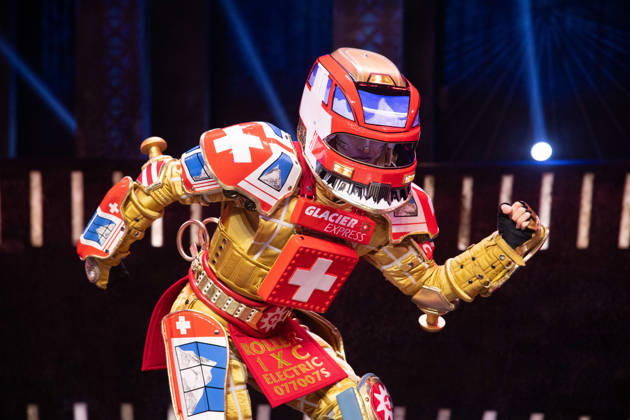 Singer Tom ROWLAND in the costume of the new train TICK TACK. The musical *Starlight Express* in Bochum introduces the Swiss Glacier Express TICK TACK as a new train in the show, Starlight Express Theater in Bochum, June 12, 2018
