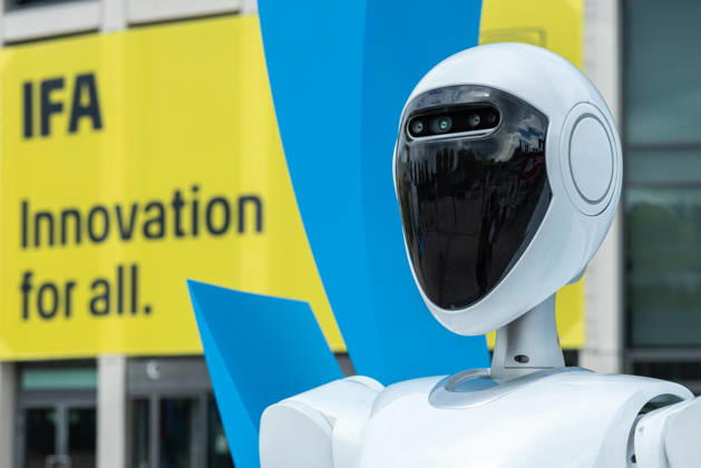 Highlights from IFA 2026 in Berlin, Germany, on September 3, 2026 A robot at the entrance to the Berlin Messe Süd exhibition center welcomes IFA visitors