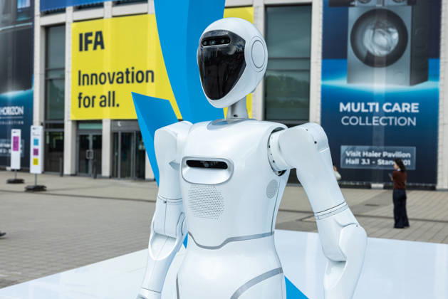 Highlights from IFA 2026 in Berlin, Germany, on September 3, 2026 A robot at the entrance to the Berlin Messe Süd exhibition center welcomes IFA visitors