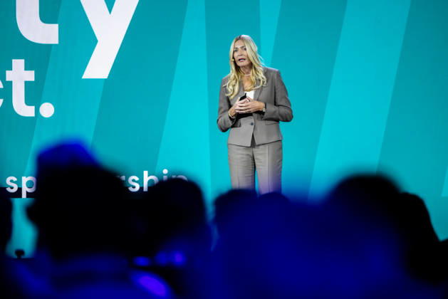 Hisense Press Conference at IFA in Germany, Berlin, September 3, 2026. Alenka Potpcnik Anazic, Marketing Director at Hisense Europe—whose name is pronounced ÖPotoschnik Anschesch™ —stands on stage in front of the audience during Hisense’s presentation on global consumer electronics and home appliances.