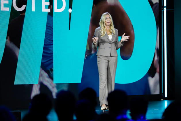 Hisense Press Conference at IFA in Germany, Berlin, September 3, 2026. Alenka Potpcnik Anazic, Marketing Director at Hisense Europe—whose name is pronounced ÖPotoschnik Anschesch™ —stands on stage in front of the audience during Hisense’s presentation on global consumer electronics and home appliances.