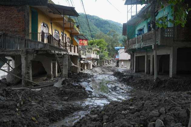 September 4, 2026, Nuwakot, Bagmati, Nepal: Floods in Nepal have damaged houses in Devighat, Nuwakot, and covered roads with mud and debris. Local residents are facing significant hardships as cleanup and restoration efforts continue. Nuwakot Nepal - ZUMAa308 20260904_znp_a308_002 Copyright: xChandraxBahadurxAlex