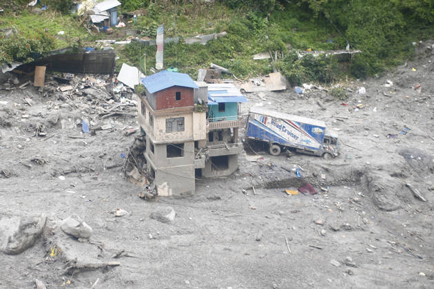 September 4, 2027, Rasuwa, Nepal: An aerial view from a Nepal Army MI-17 helicopter shows villages devastated by flash floods in Timure, near the Nepal-China border, in Rasuwa district, Nepal, on Friday, September 4, 2026. The floods have left 1,287 people dead and 5,083 missing, while 13,093 people have been rescued as search and rescue operations continue. Rasuwa Nepal - ZUMAg200 20270904_zap_g200_008 Copyright: xSkandaxGautamx