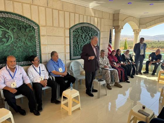 U.S. Ambassador Mike Huckabee Meets Palestinian Residents in Turmus Ayya TURMUS AYYA, RAMALLAH, PALESTINE SEPTEMBER 5, 2026: U.S. Ambassador to Israel Mike Huckabee meets Palestinian residents during a visit to the town of Turmus Ayya in the occupied West Bank. Residents raised concerns about attacks and harassment by Israeli settlers in and around the community. Ramallah Palestine, State of Copyright: x xSalmanxMohsenxAlkhatibx xJNAxPressx