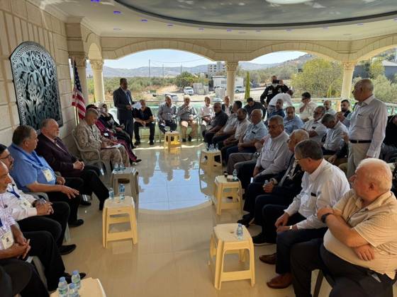 U.S. Ambassador Mike Huckabee Meets Palestinian Residents in Turmus Ayya TURMUS AYYA, RAMALLAH, PALESTINE SEPTEMBER 5, 2026: U.S. Ambassador to Israel Mike Huckabee meets Palestinian residents during a visit to the town of Turmus Ayya in the occupied West Bank. Residents raised concerns about attacks and harassment by Israeli settlers in and around the community. Ramallah Palestine, State of Copyright: x xSalmanxMohsenxAlkhatibx xJNAxPressx