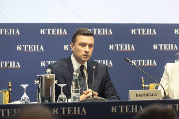 Jordan Bardella at the TEHA 2026 - Cernobbio The speech of MEP Jordan Bardella, president of Rassemblement National at the TEHA 2026 Forum, The European House Ambrosetti Forum 2026, Intelligence on the World, Europe, and Italy, on September 5, 2026, at Villa d Este in Cernobbio, Como, Italy. Photo by Francesco Enriquez IPA ABACAPRESS.COM Como Italy  Copyright: xIPA ABACAx