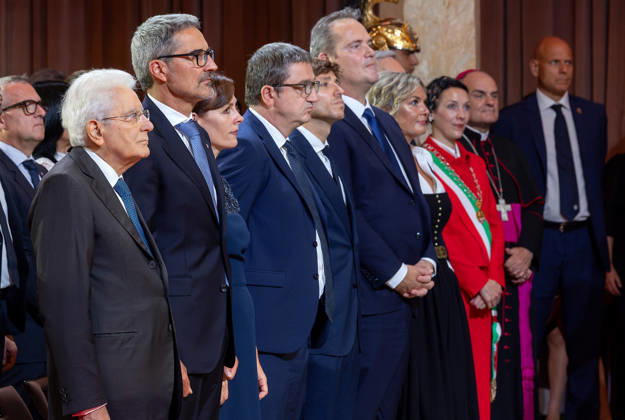 September 5, 2026, Merano, Rome, Italy: President Sergio Mattarella at the ceremony on the occasion of the Day of Autonomy , together with the Federal President of the Republic of Austria, HE Mr. Alexander Van der Bellen and Mrs. Doris Schmidauer, Merano, 05 09 2026 Merano Italy  - ZUMAa289 20260905_zia_a289_003 Copyright: xPaoloxGiandottix xAgfx