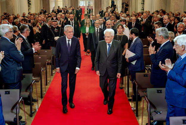 September 5, 2026, Merano, Rome, Italy: President Sergio Mattarella with the Federal President of the Republic of Austria, HE Mr. Alexander Van der Bellen, at the ceremony on the occasion of the Day of Autonomy , Merano, 05 09 2026 Merano Italy  - ZUMAa289 20260905_zia_a289_004 Copyright: xPaoloxGiandottix xAgfx